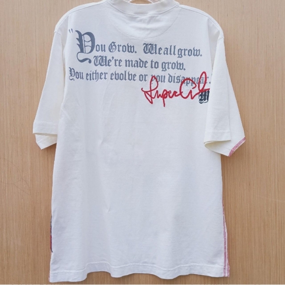 VTG Y2K Tupac Makaveli Beige Embroidered Hip Hop Streetwear Tee Shirt Size XL - Picture 4 of 8